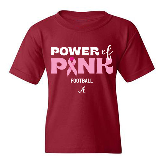 Alabama - NCAA Football : Bear Fretwell - Power of Pink Crimson Youth T-Shirt-0