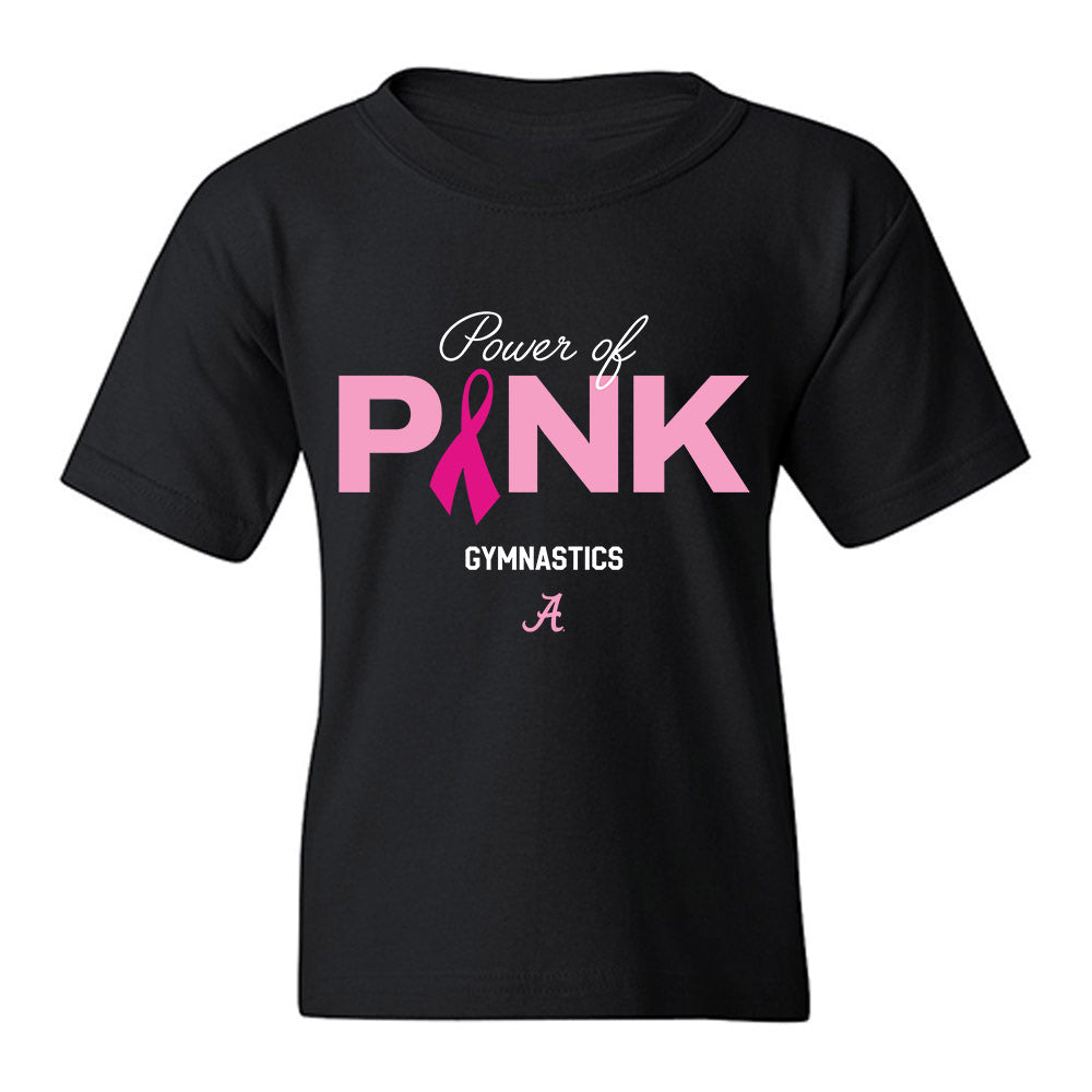 Alabama - NCAA Women's Gymnastics : Power of Pink Alternate Black Youth T-Shirt-0