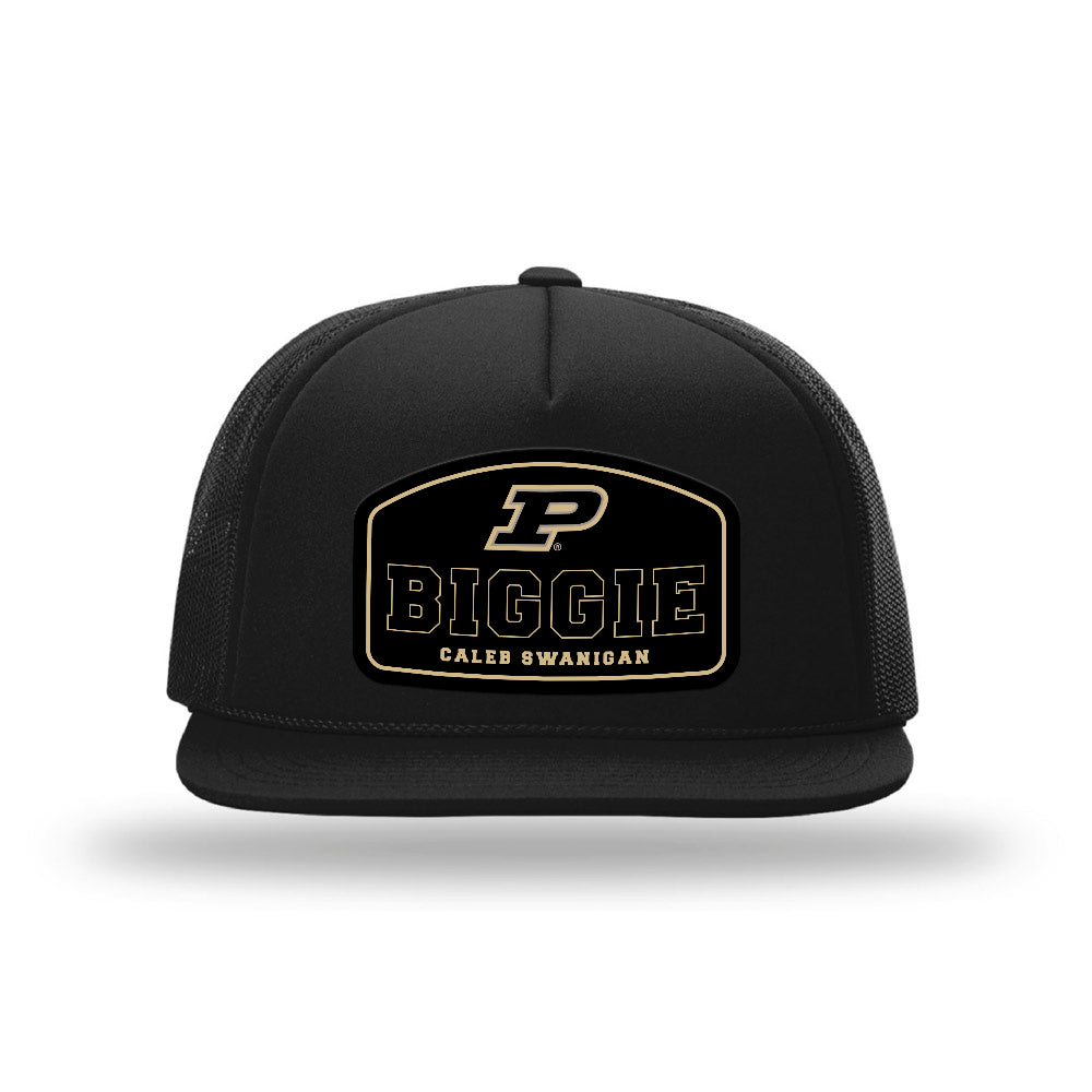 Purdue - NCAA Men's Basketball Legends : Caleb Swanigan - Leather Patch Foamie Trucker Cap-0