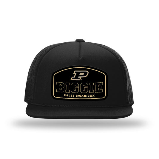 Purdue - NCAA Men's Basketball Legends : Caleb Swanigan - Leather Patch Foamie Trucker Cap-0