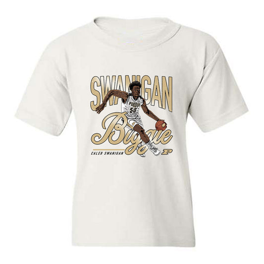Purdue - NCAA Men's Basketball Legends : Caleb Swanigan - Caricature Youth T-Shirt-0