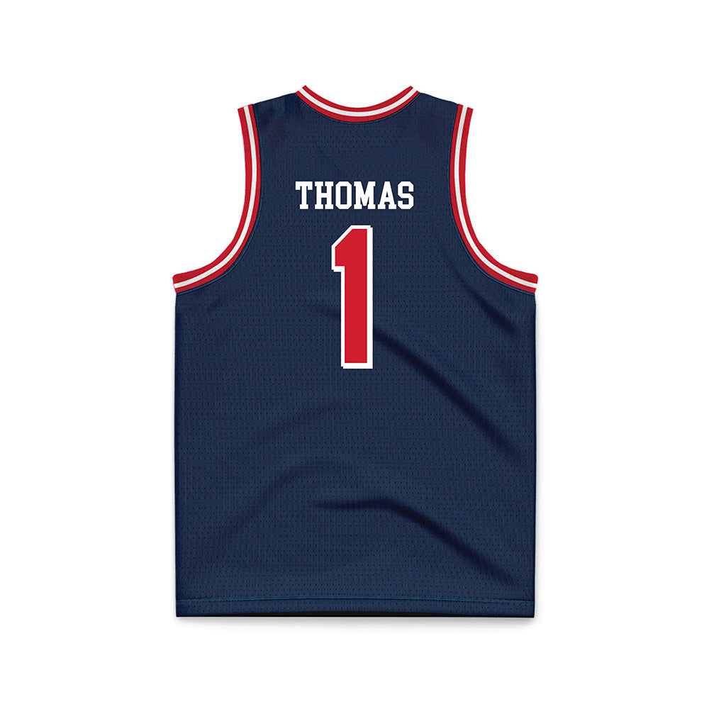 Dayton - NCAA Men's Basketball : Malcolm Thomas - Blue Basketball Jersey-1