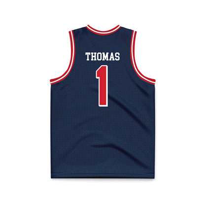 Dayton - NCAA Men's Basketball : Malcolm Thomas - Blue Basketball Jersey-1
