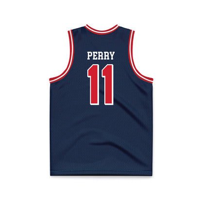 Dayton - NCAA Men's Basketball : Travis Perry - Blue Basketball Jersey-1
