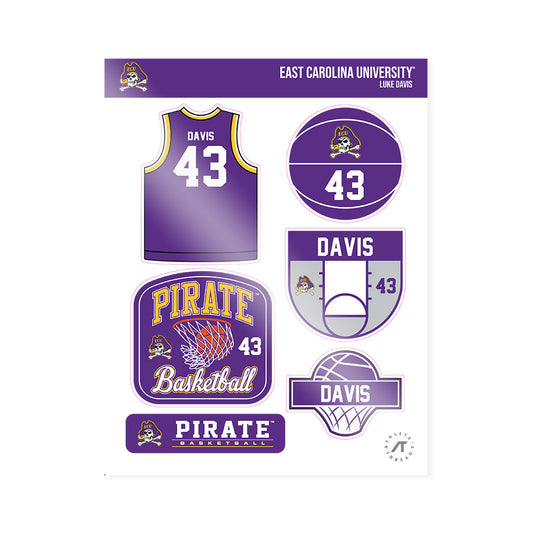 East Carolina - NCAA Men's Basketball : Luke Davis - Sticker Sheet-0