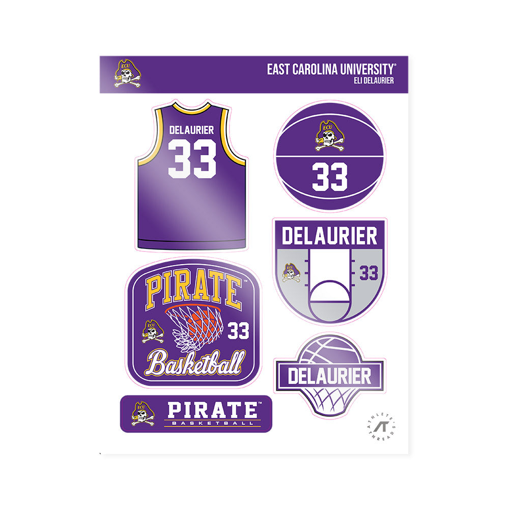 East Carolina - NCAA Men's Basketball : Eli DeLaurier - Sticker Sheet-0