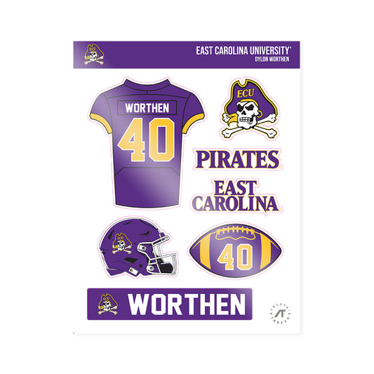 East Carolina - NCAA Football : Dylon Worthen - Sticker Sheet-0