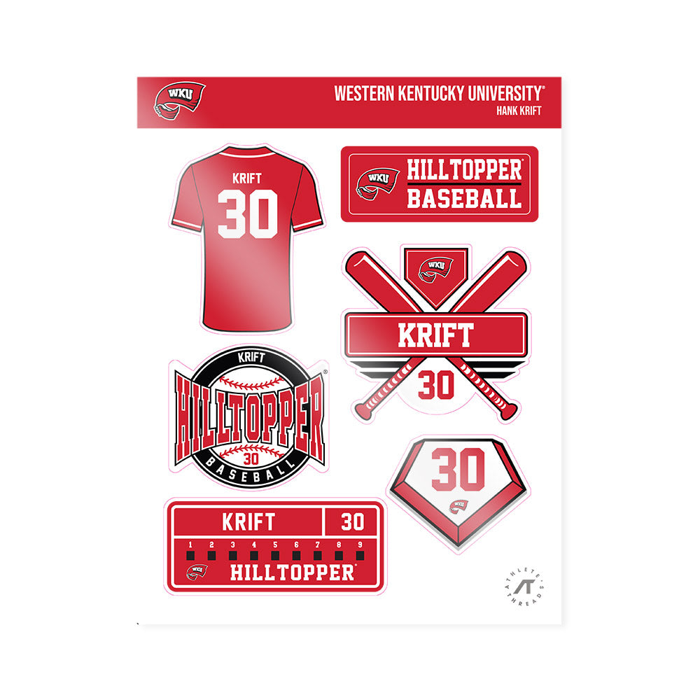 Western Kentucky - NCAA Baseball : Hank Krift - Sticker Sheet-0