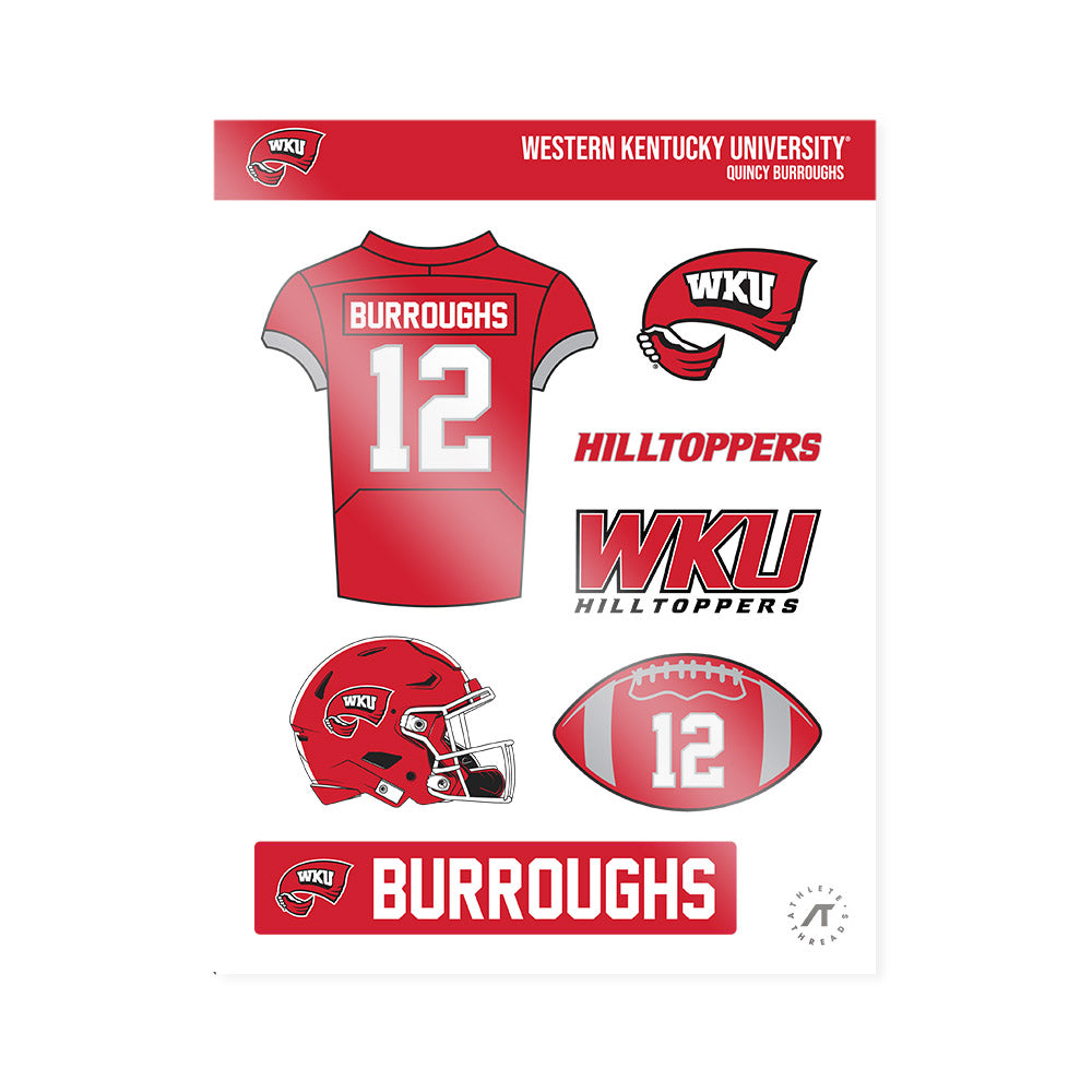 Western Kentucky - NCAA Football : Quincy Burroughs - Sticker Sheet-0