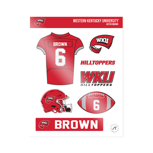 Western Kentucky - NCAA Football : Justin Brown - Sticker Sheet-0