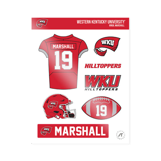 Western Kentucky - NCAA Football : Virgil Marshall - Sticker Sheet-0
