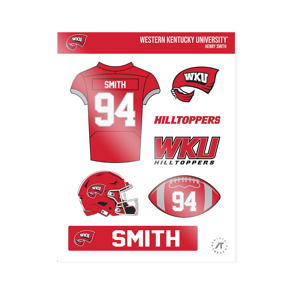 Western Kentucky - NCAA Football : Henry Smith - Sticker Sheet-0