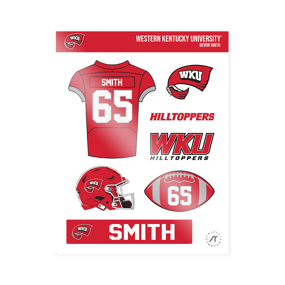 Western Kentucky - NCAA Football : Devon Smith - Sticker Sheet-0