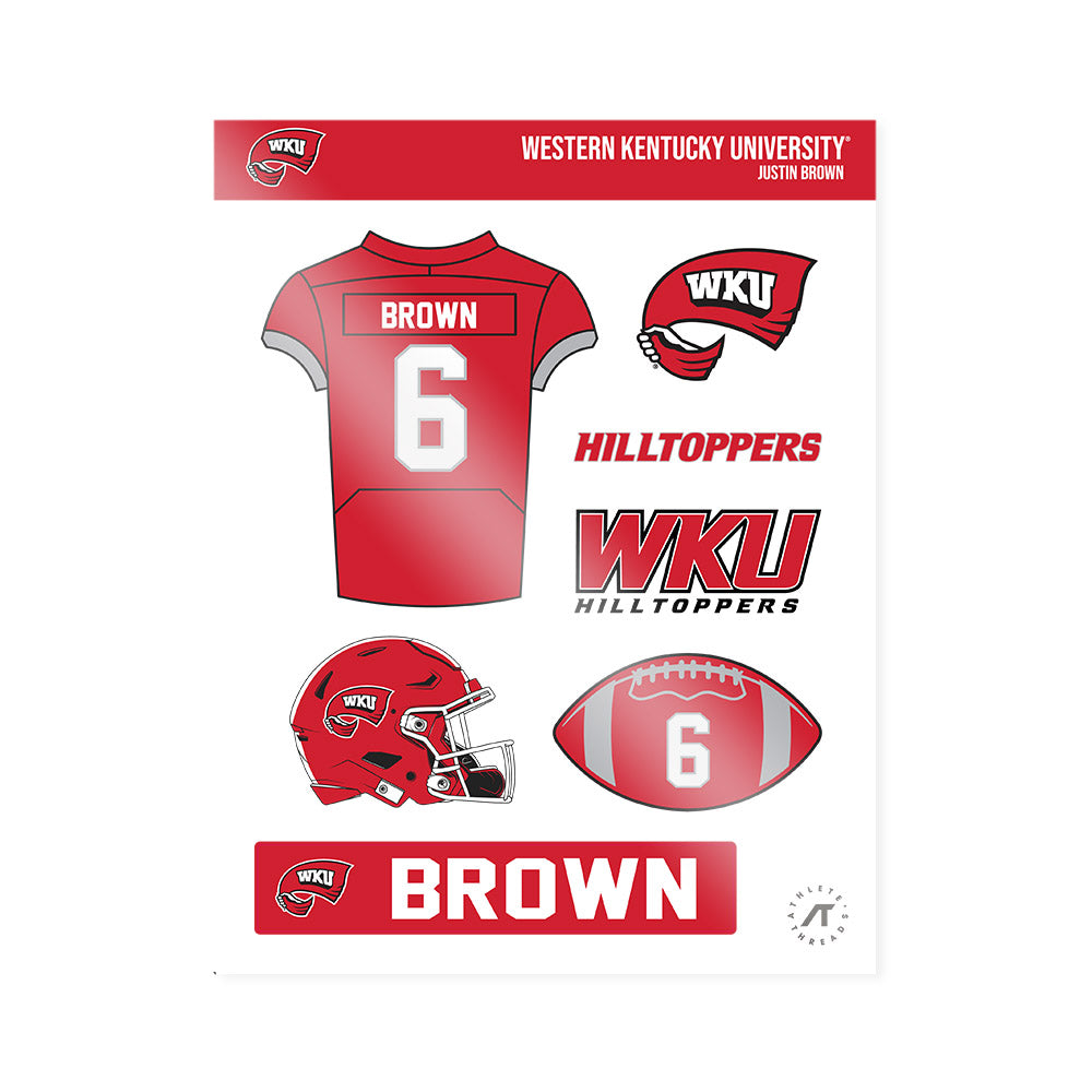 Western Kentucky - NCAA Football : Justin Brown - Sticker Sheet-0