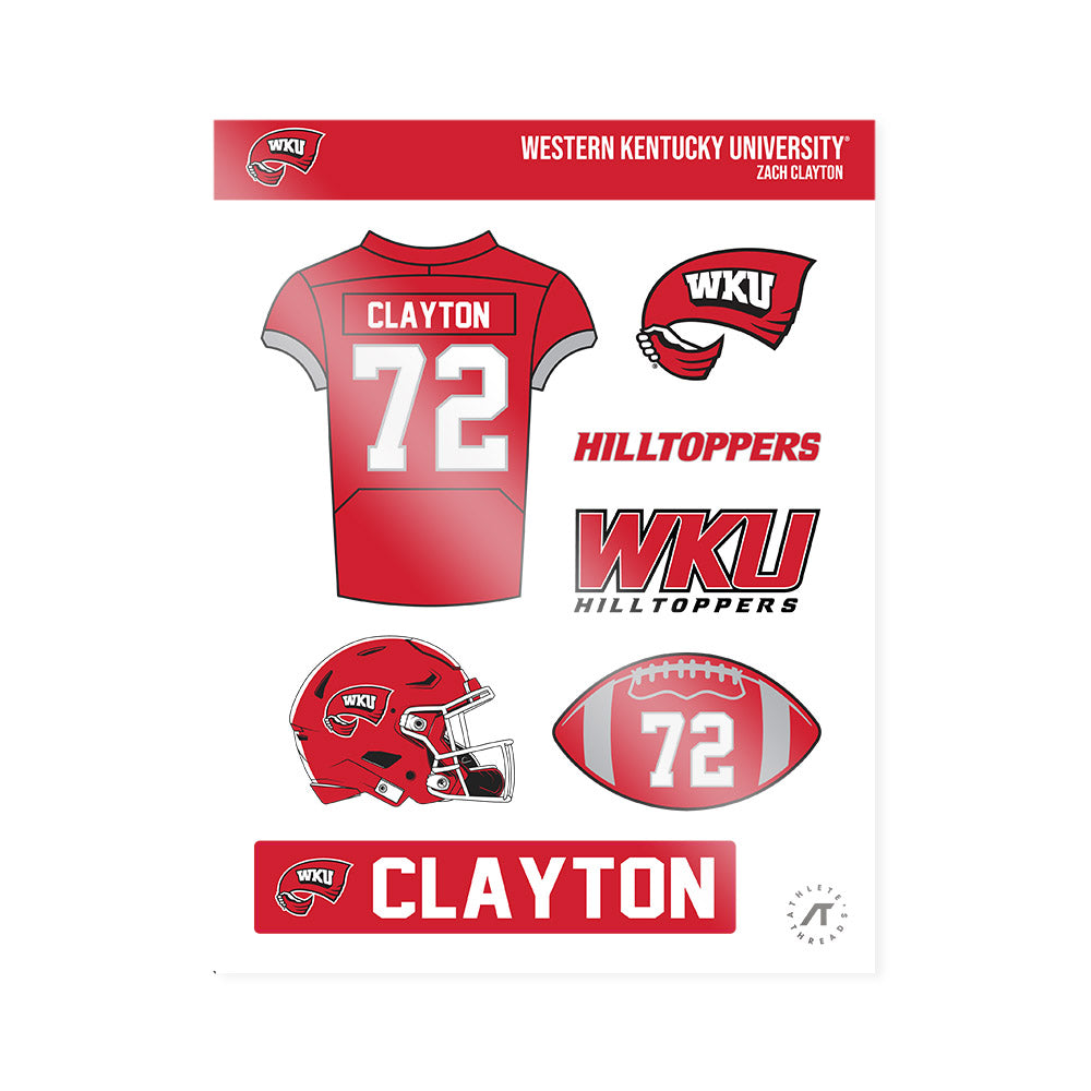 Western Kentucky - NCAA Football : Zach Clayton - Sticker Sheet-0
