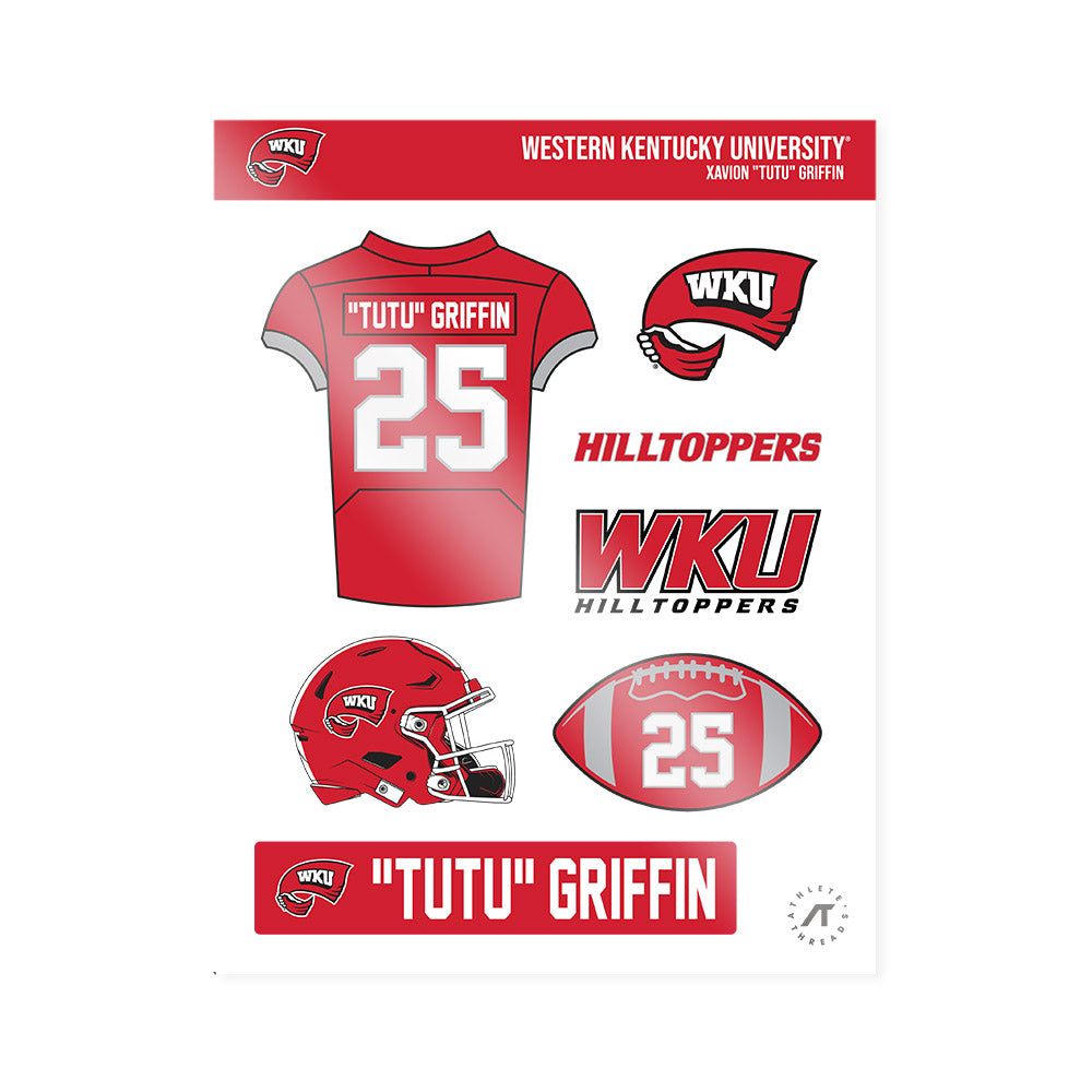 Western Kentucky - NCAA Football : Xavion "Tutu" Griffin - Sticker Sheet-0