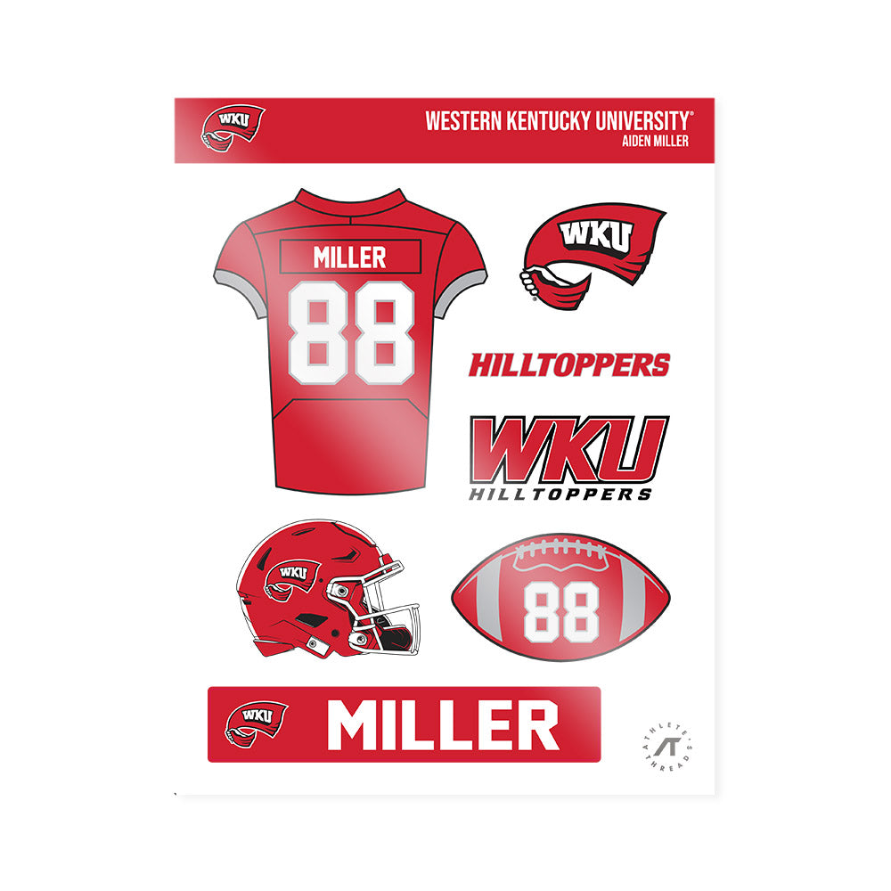 Western Kentucky - NCAA Football : Aiden Miller - Sticker Sheet-0