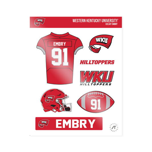 Western Kentucky - NCAA Football : Ceejay Embry - Sticker Sheet-0