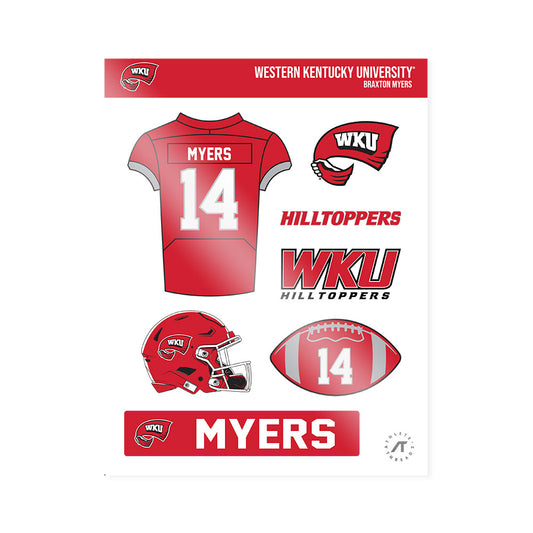 Western Kentucky - NCAA Football : Braxton Myers - Sticker Sheet-0
