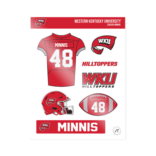 Western Kentucky - NCAA Football : Zsacari Minnis - Sticker Sheet-0