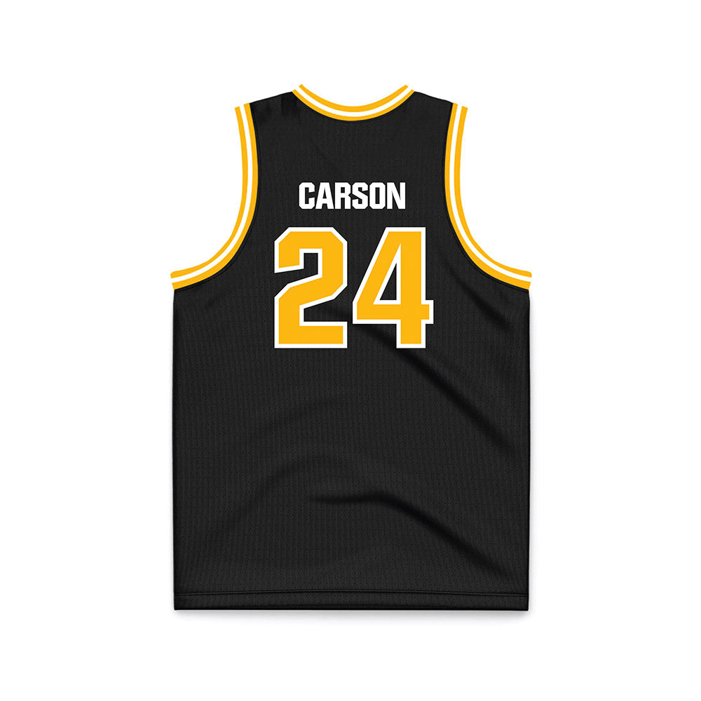 Adelphi - NCAA Men's Basketball : London Carson - Black Basketball Jersey-1