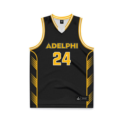 Adelphi - NCAA Men's Basketball : London Carson - Black Basketball Jersey-0