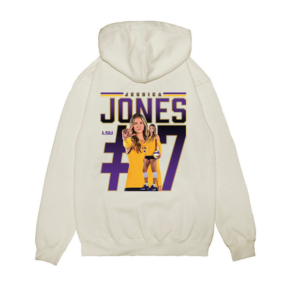 LSU - NCAA Women's Volleyball : Jessica Jones - Collage Premium Hooded Sweatshirt-1