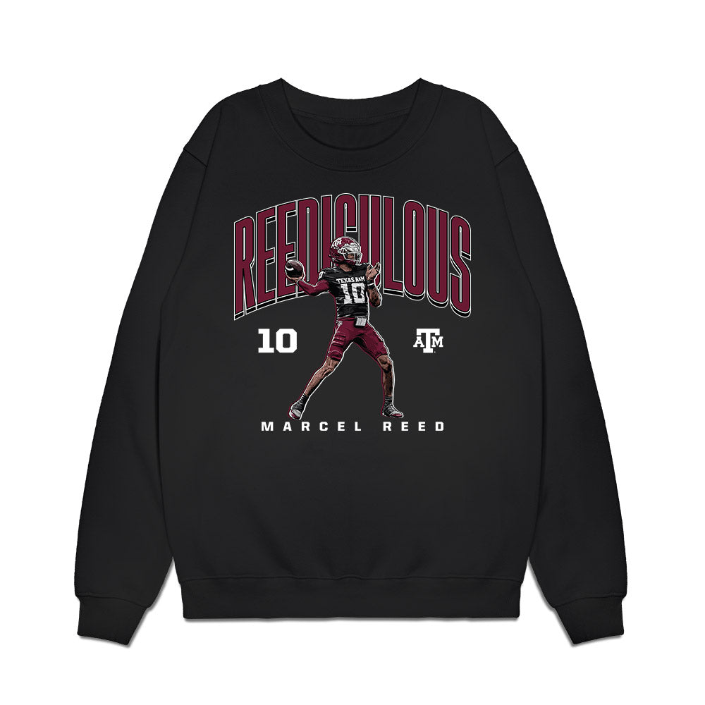 Texas A&M - NCAA Football : Marcel Reed - Reediculous Caricature Premium Crewneck Sweatshirt-0