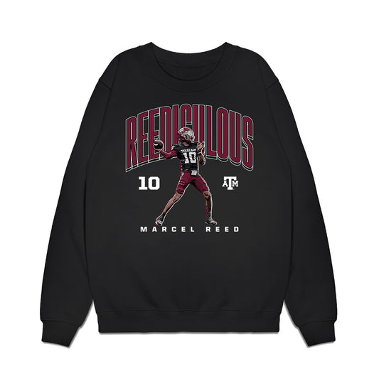 Texas A&M - NCAA Football : Marcel Reed - Reediculous Caricature Premium Crewneck Sweatshirt-0