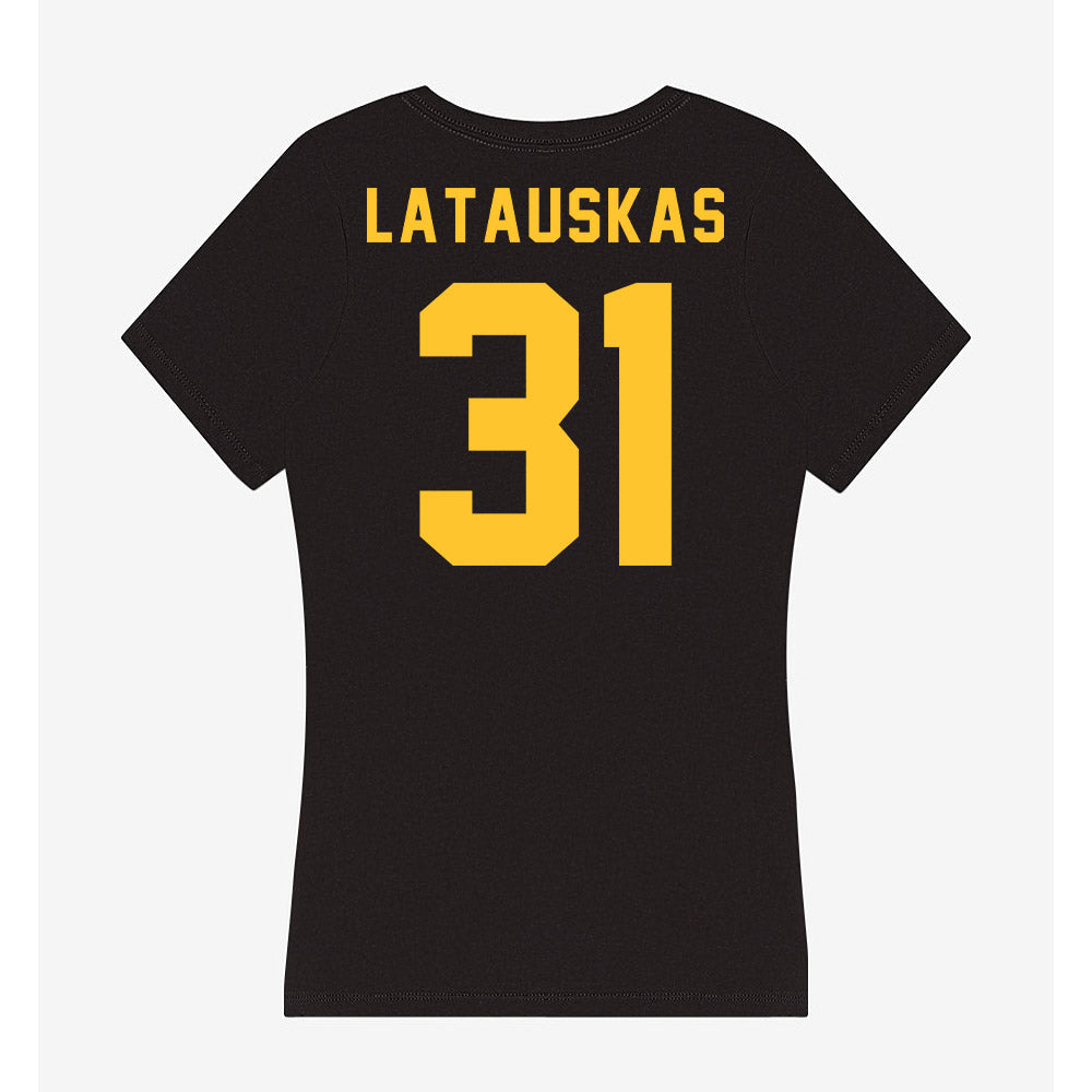Allegheny - NCAA Men's Basketball : Pijus Latauskas - Women's V-Neck T-Shirt-1