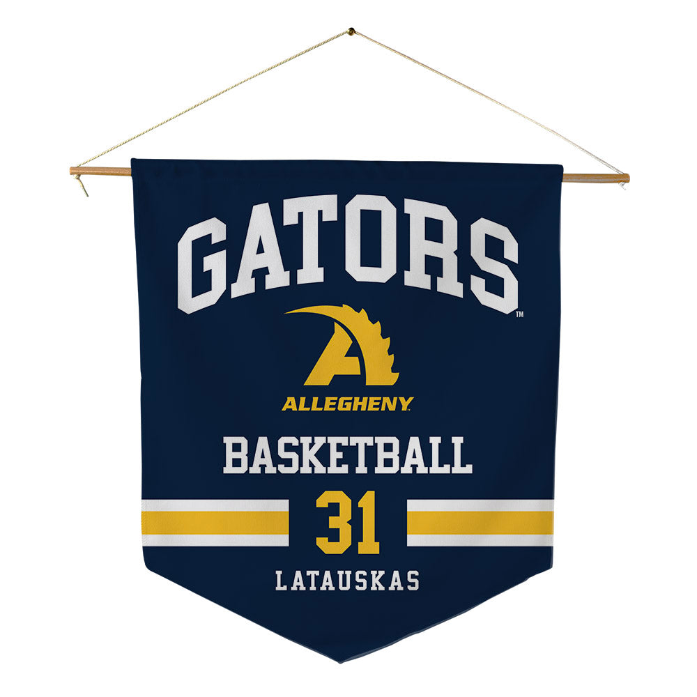 Allegheny - NCAA Men's Basketball : Pijus Latauskas - Pennant - 18" x 21"-0