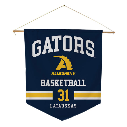 Allegheny - NCAA Men's Basketball : Pijus Latauskas - Pennant - 18" x 21"-0