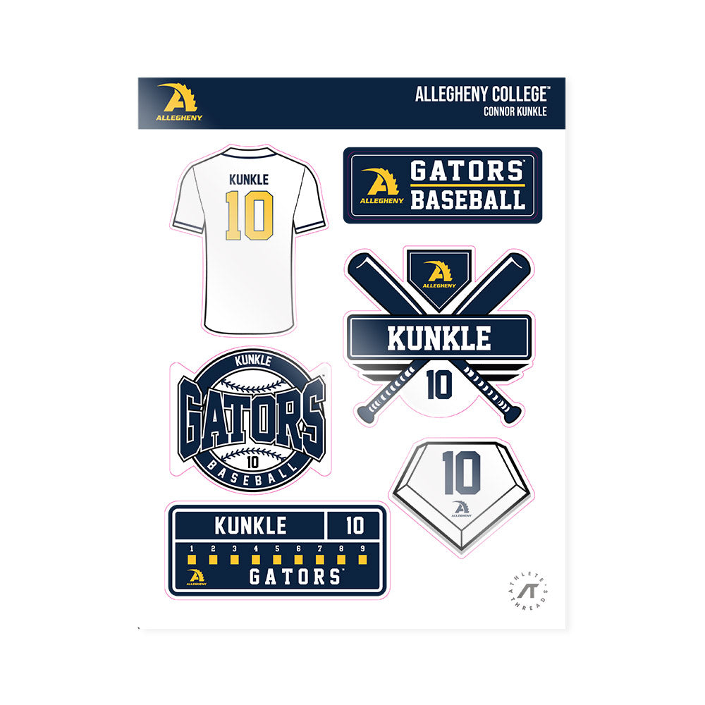 Allegheny - NCAA Baseball : Connor Kunkle - Sticker Sheet-0