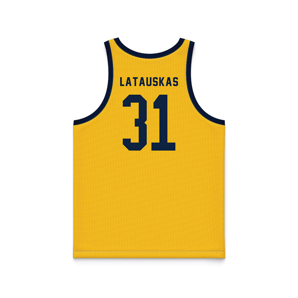 Allegheny - NCAA Men's Basketball : Pijus Latauskas - Gold Basketball Jersey-1
