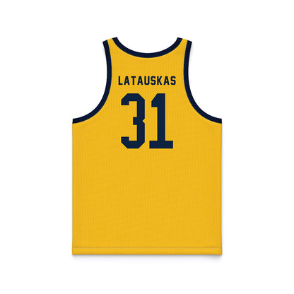 Allegheny - NCAA Men's Basketball : Pijus Latauskas - Gold Basketball Jersey-1