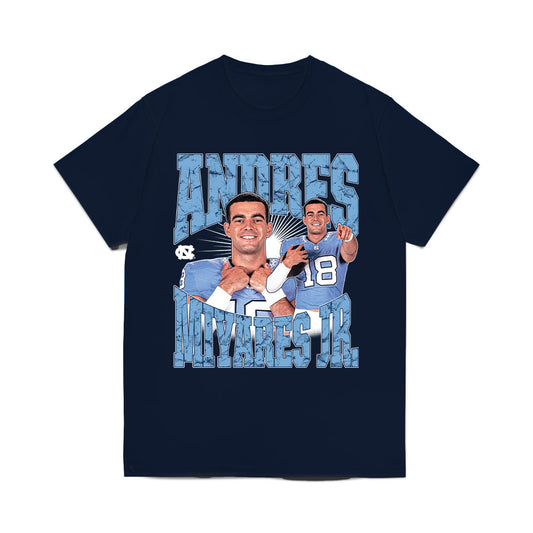 UNC - NCAA Football : Andres Miyares Jr. - Collage Comfort Colors T-Shirt-0