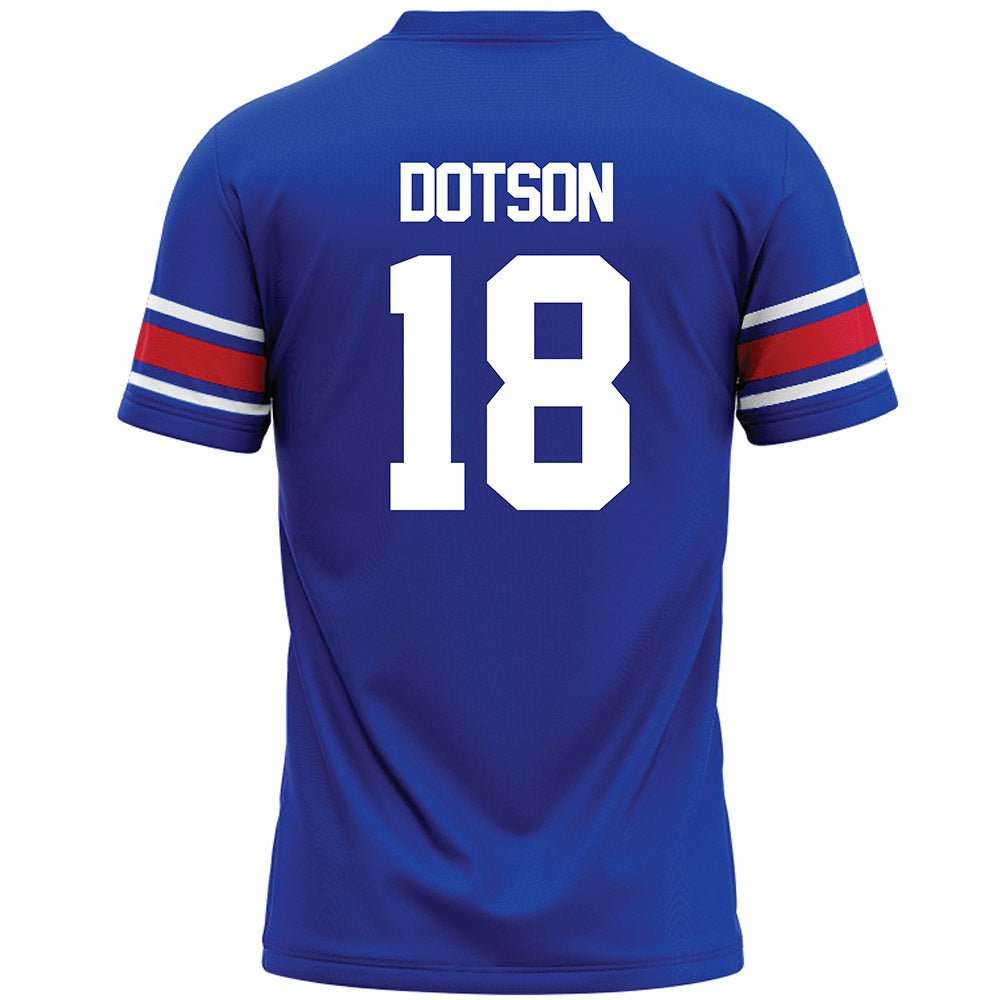 SMU - NCAA Football : KD Dotson - Blue Premium Football Jersey-1