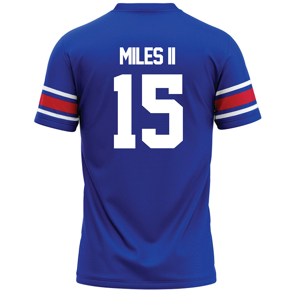 SMU - NCAA Football : Aljour Miles II - Blue Premium Football Jersey-1