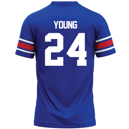 SMU - NCAA Football : Izayah Young - Blue Premium Football Jersey-1