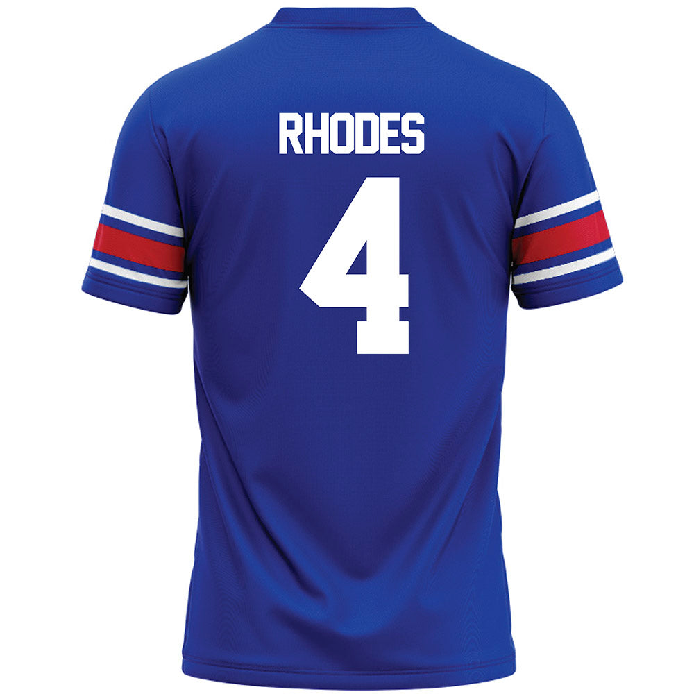 SMU - NCAA Football : Link Rhodes - Blue Premium Football Jersey-1