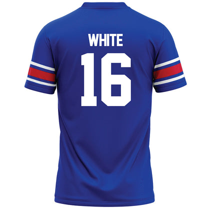 SMU - NCAA Football : Marques White - Blue Premium Football Jersey-1