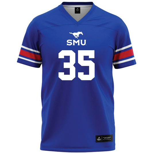 SMU - NCAA Football : Dante Wesley II - Blue Premium Football Jersey-0