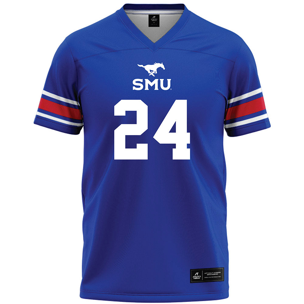 SMU - NCAA Football : Izayah Young - Blue Premium Football Jersey-0