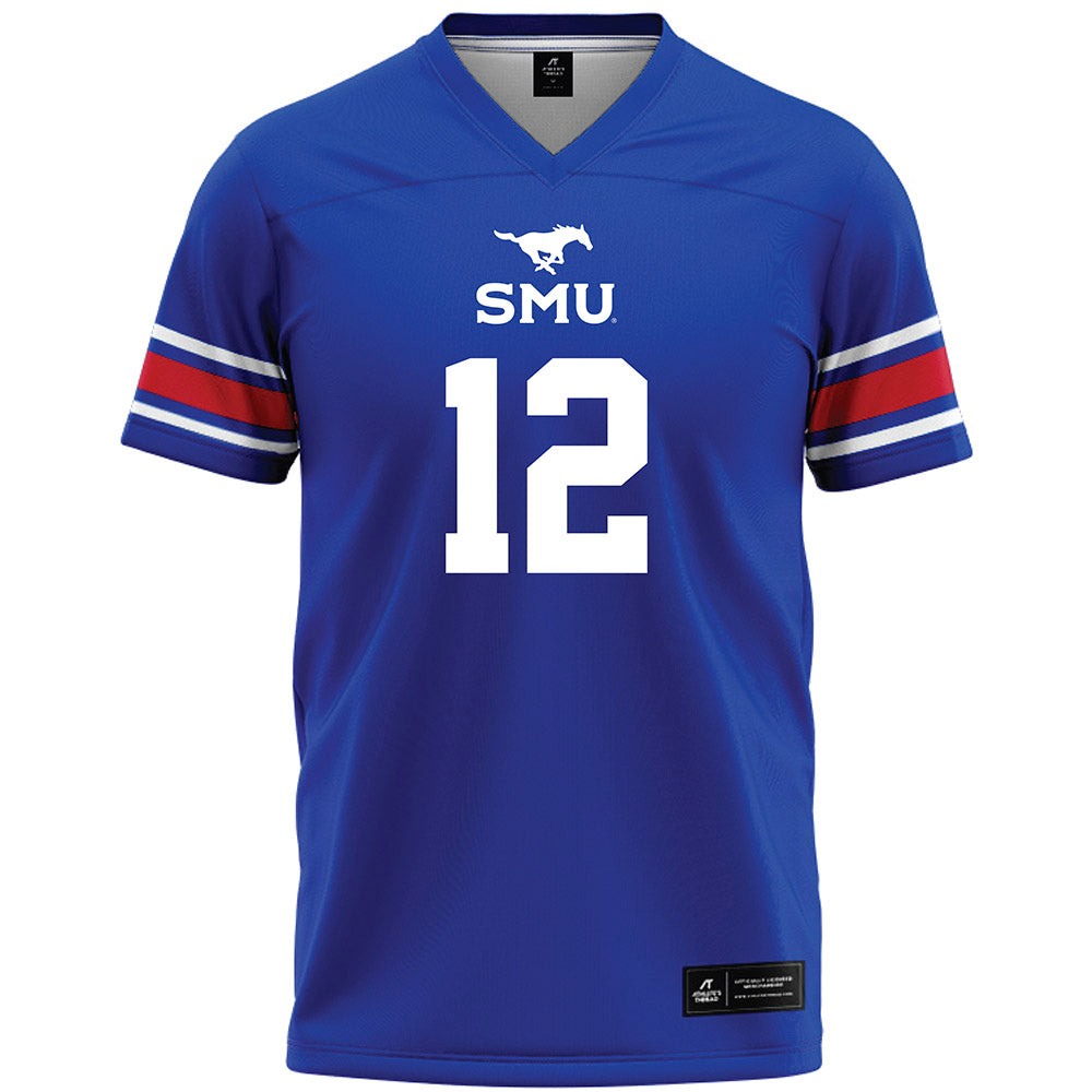 SMU - NCAA Football : Caden Marshall - Blue Premium Football Jersey-0