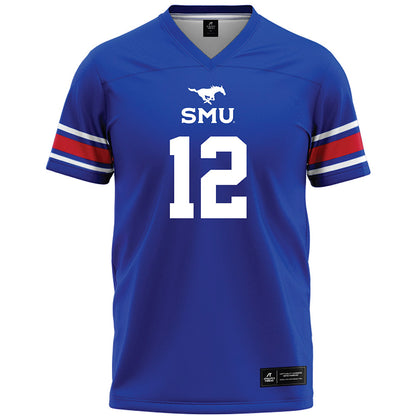 SMU - NCAA Football : Caden Marshall - Blue Premium Football Jersey-0