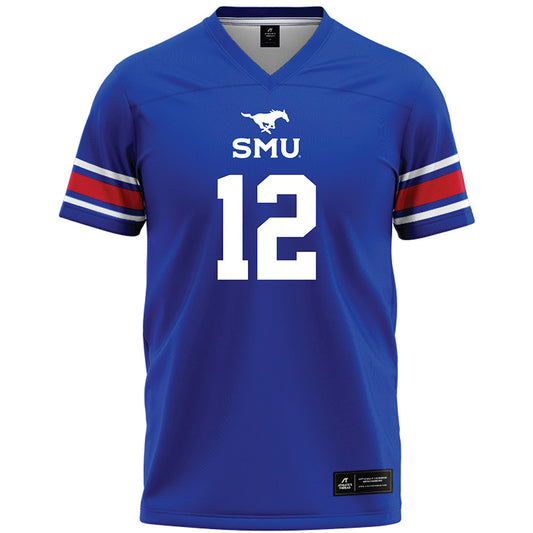 SMU - NCAA Football : Caden Marshall - Blue Premium Football Jersey-0