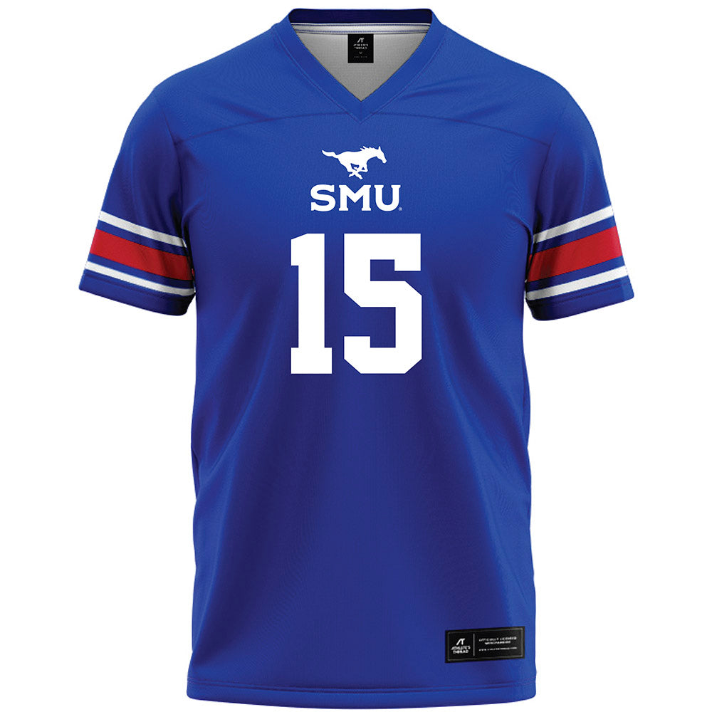 SMU - NCAA Football : Aljour Miles II - Blue Premium Football Jersey-0