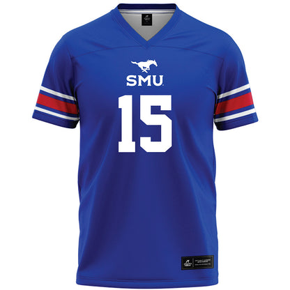 SMU - NCAA Football : Aljour Miles II - Blue Premium Football Jersey-0