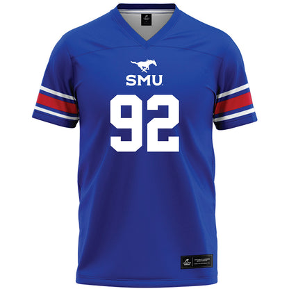 SMU - NCAA Football : Hudson Woods - Blue Premium Football Jersey-0