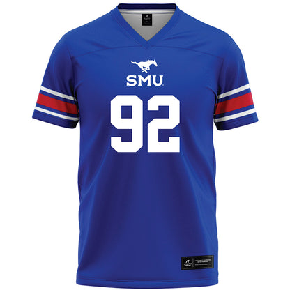 SMU - NCAA Football : Hudson Woods - Blue Premium Football Jersey-0